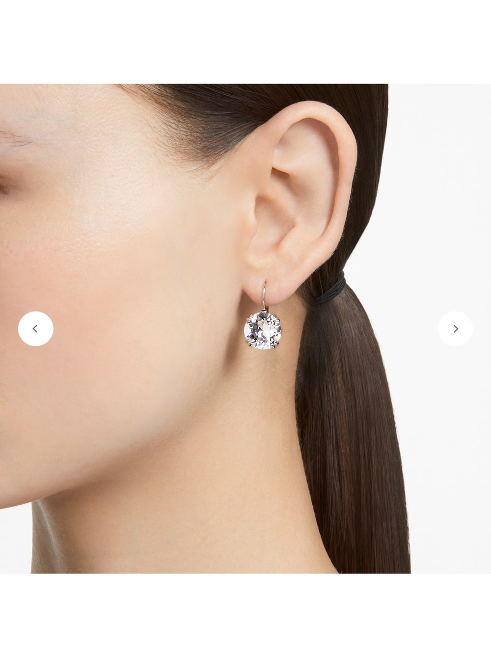 Swarovski Clear Crystal Round Drop Earrings with Silver Hooks